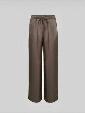 Aritzia Satin Wide-Leg Drawstring Pants - Brown SZ.M